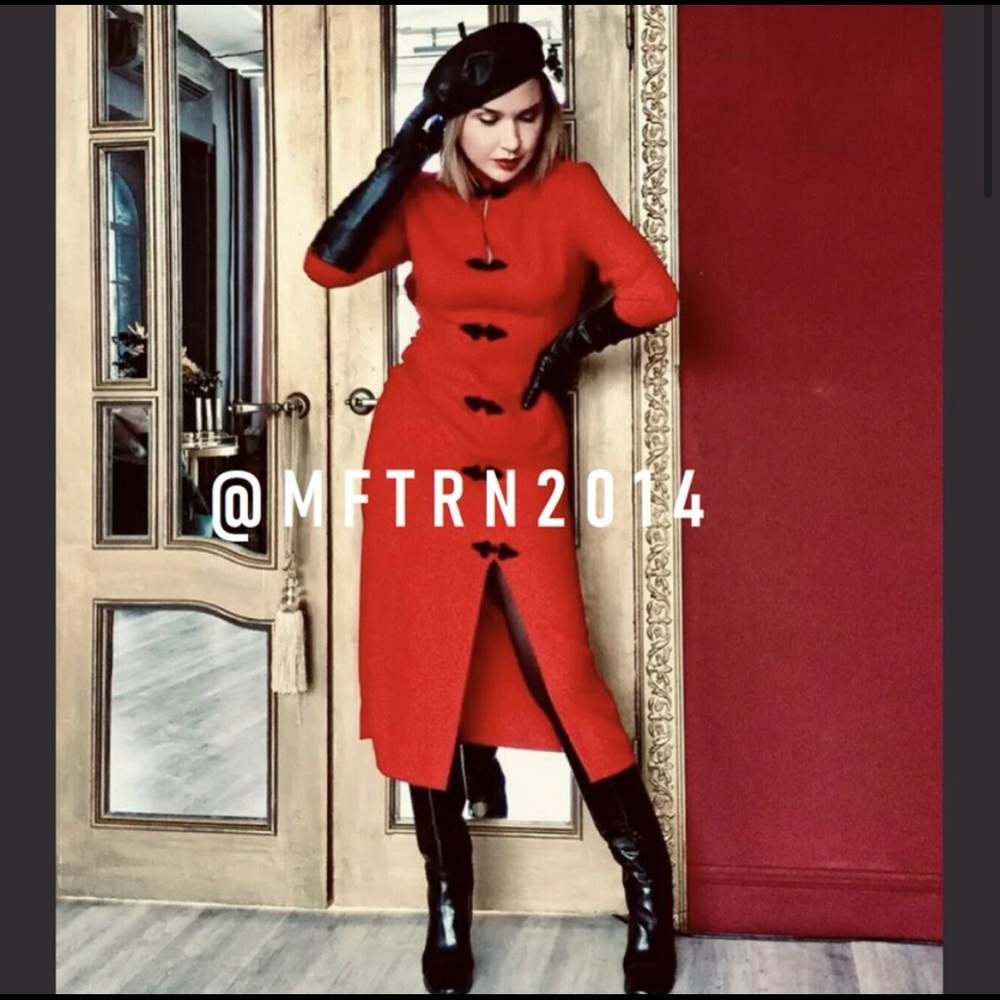 ZARA RED TOGGLE DRESS - Picture 6 of 12